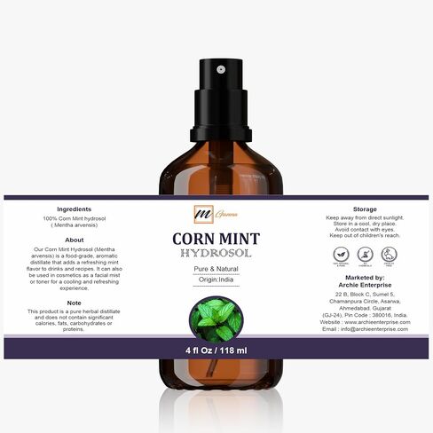 mGanna Corn Mint Hydrosol 4 fl oz / 118 ml (Food Grade) – Refreshing, Natural, and Multi-Purpose in Saudi Arabia