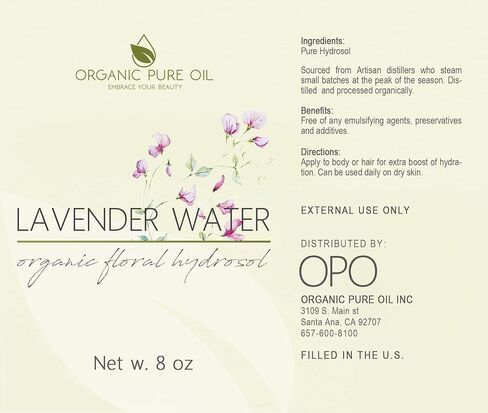 OPO Lavender Hydrosol Spray 8 oz & Sprayer Pure Steam Distilled Vegan Toner Spritz Cleanser Water Calming Toning Aromatherapy Body Mist Linens Makeup Gentle Hydrosol Water - Packaging May Vary in Saudi Arabia
