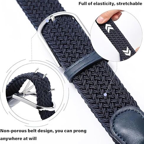4Pack Men's Casual Elastic Belts Stretched Braided UnisexGolf Sports Belt Black Khaki Coffee and Green in Kuwait