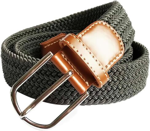 4Pack Men's Casual Elastic Belts Stretched Braided UnisexGolf Sports Belt Black Khaki Coffee and Green in Kuwait