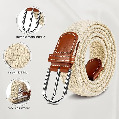 4Pack Men's Casual Elastic Belts Stretched Braided UnisexGolf Sports Belt Black Khaki Coffee and Green in Kuwait