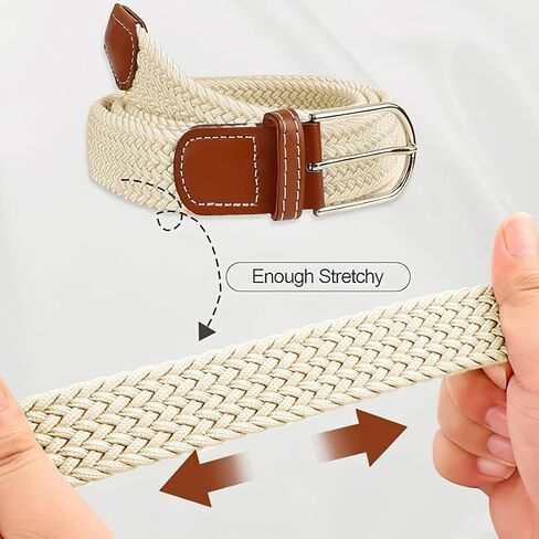 4Pack Men's Casual Elastic Belts Stretched Braided UnisexGolf Sports Belt Black Khaki Coffee and Green in Kuwait