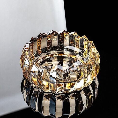 MAGCOLOR Gold Unique Round Lotus flower shaped Decorative Glass Bowl for Home Office Décor, Decorative Crystal Bowl for Table Centerpiece -5.1 inch Diameter (Gold) in Saudi Arabia
