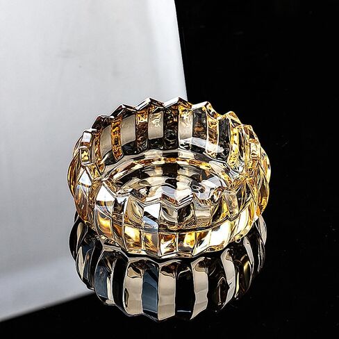 MAGCOLOR Gold Unique Round Lotus flower shaped Decorative Glass Bowl for Home Office Décor, Decorative Crystal Bowl for Table Centerpiece -5.1 inch Diameter (Gold) in Saudi Arabia