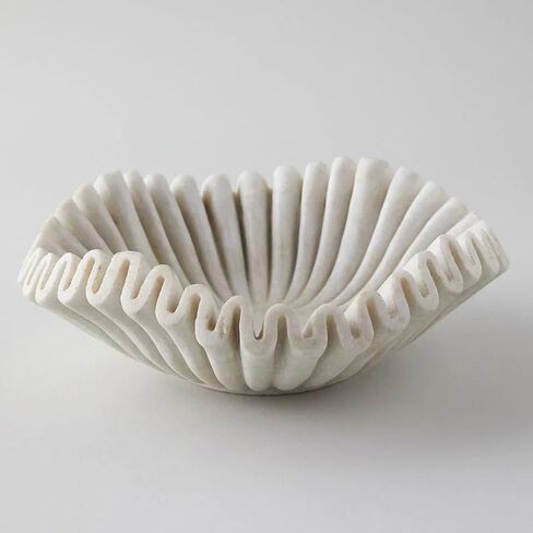 Marble Ruffle Bowl (9 Inches) - Scallop, Fluted, Decorative, Jewelry, Fruit Bowl for Gift, Housewarming in Saudi Arabia