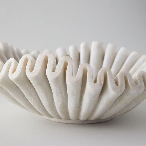 Marble Ruffle Bowl (9 Inches) - Scallop, Fluted, Decorative, Jewelry, Fruit Bowl for Gift, Housewarming in Saudi Arabia