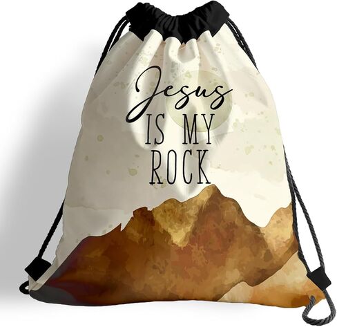 Christian Bag for Women Men, Religious Drawstring Bags - Jesus Is My Rock, Lightweight Foldable Drawstring Backpacks for Church visit, Sports, Travel, Practical Party Favors 099 in Saudi Arabia