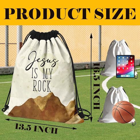 Christian Bag for Women Men, Religious Drawstring Bags - Jesus Is My Rock, Lightweight Foldable Drawstring Backpacks for Church visit, Sports, Travel, Practical Party Favors 099 in Saudi Arabia