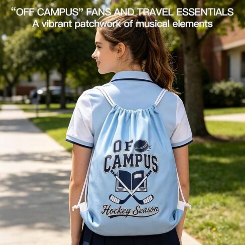 AICase for off Campus Merch Gifts Inspired Drawstring Bag Backpack Hocky Sports Gym Sackpack Poster Tote Bag Shirt Hat jersey Water Resistant String Bag for Women Men Reading Lover in Kuwait