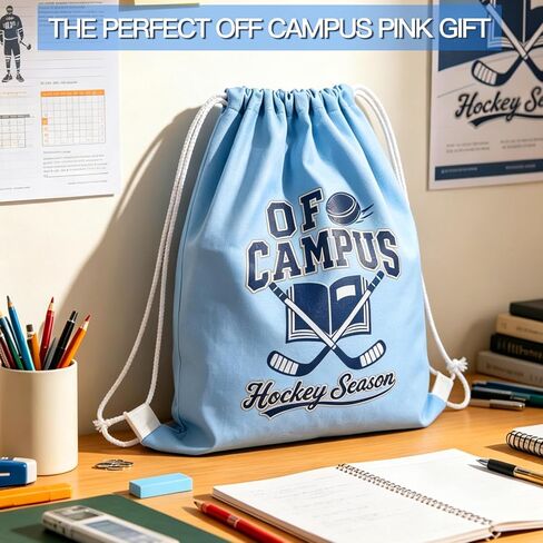 AICase for off Campus Merch Gifts Inspired Drawstring Bag Backpack Hocky Sports Gym Sackpack Poster Tote Bag Shirt Hat jersey Water Resistant String Bag for Women Men Reading Lover in Kuwait