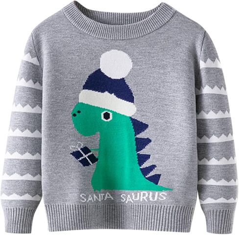 boy Sweater Kids Christmas Sweater Boy Girl 2025 Funny Xmas Reindeer Long Sleeve Knit Clothes Toddler Pullover Infant Winter Tops Grey-c 4-5 Years in Kuwait
