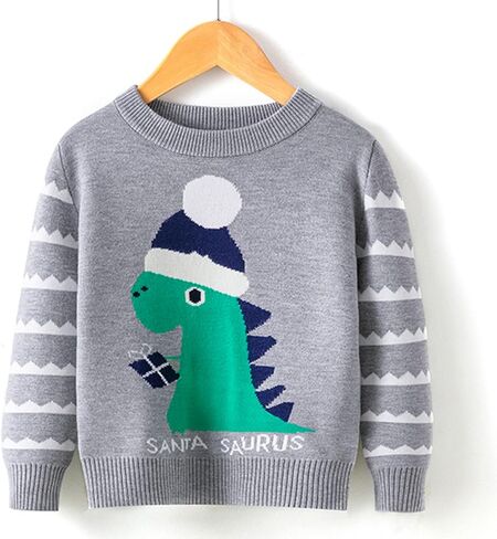 boy Sweater Kids Christmas Sweater Boy Girl 2025 Funny Xmas Reindeer Long Sleeve Knit Clothes Toddler Pullover Infant Winter Tops Grey-c 4-5 Years in Kuwait