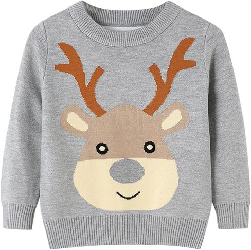 Boys Christmas Sweater Kids Christmas Sweater Boy Girl 2025 Funny Xmas Reindeer Long Sleeve Knit Clothes Toddler Pullover Infant Winter Tops Grey-m 6-7 Years in Kuwait