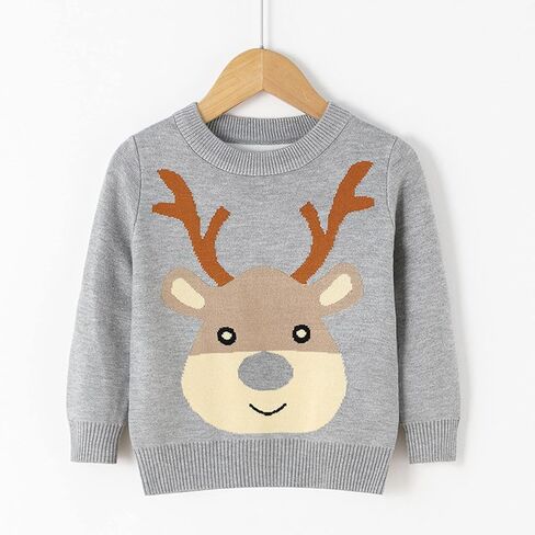 Boys Christmas Sweater Kids Christmas Sweater Boy Girl 2025 Funny Xmas Reindeer Long Sleeve Knit Clothes Toddler Pullover Infant Winter Tops Grey-m 6-7 Years in Kuwait