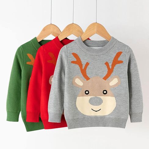Boys Christmas Sweater Kids Christmas Sweater Boy Girl 2025 Funny Xmas Reindeer Long Sleeve Knit Clothes Toddler Pullover Infant Winter Tops Grey-m 6-7 Years in Kuwait
