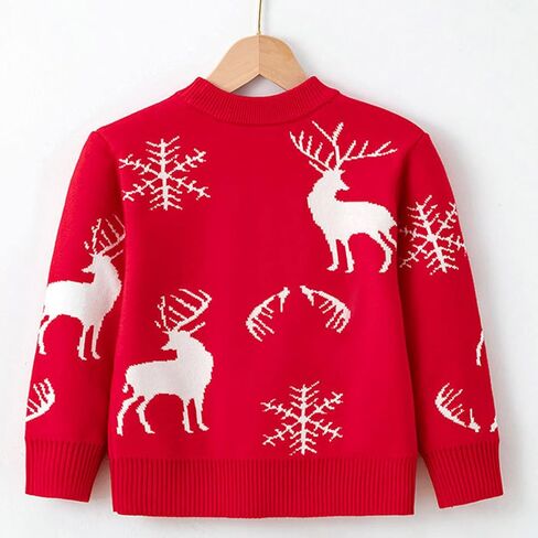 Boys Christmas Sweater Kids Christmas Sweater Boy Girl 2025 Funny Xmas Reindeer Long Sleeve Knit Clothes Toddler Pullover Infant Winter Tops Red-g 5-6 Years in Kuwait