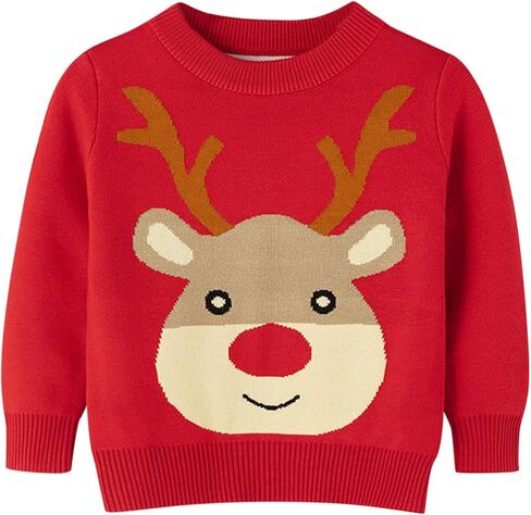 Boys Christmas Sweater Kids Christmas Sweater Boy Girl 2025 Funny Xmas Reindeer Long Sleeve Knit Clothes Toddler Pullover Infant Winter Tops Red-n 4-5 Years in Kuwait