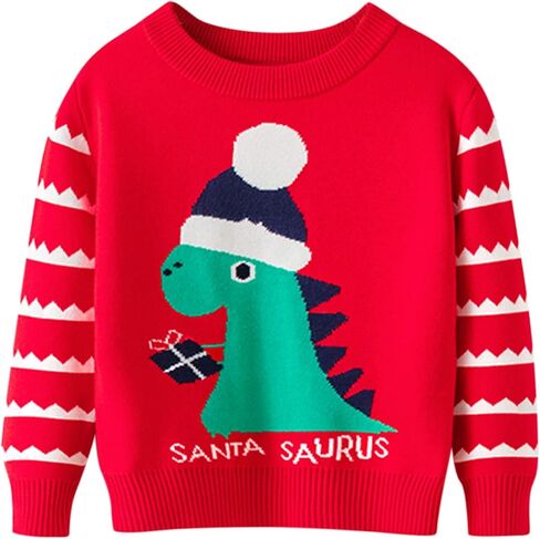 Toddler boy Thanksgiving Outfit Kids Christmas Sweater Boy Girl 2025 Funny Xmas Reindeer Long Sleeve Knit Clothes Toddler Pullover Infant Winter Tops Red-e 4-5 Years in Kuwait