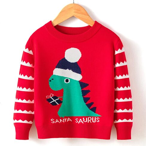 Toddler boy Thanksgiving Outfit Kids Christmas Sweater Boy Girl 2025 Funny Xmas Reindeer Long Sleeve Knit Clothes Toddler Pullover Infant Winter Tops Red-e 4-5 Years in Kuwait