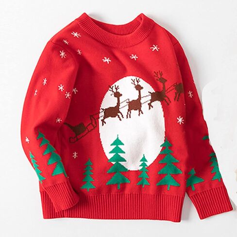 Toddler boy Christmas Kids Christmas Sweater Boy Girl 2025 Funny Xmas Reindeer Long Sleeve Knit Clothes Toddler Pullover Infant Winter Tops Red-i 3-4 Years in Kuwait