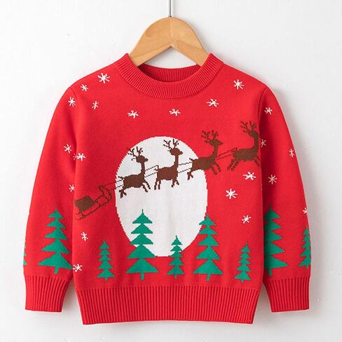 Toddler boy Christmas Kids Christmas Sweater Boy Girl 2025 Funny Xmas Reindeer Long Sleeve Knit Clothes Toddler Pullover Infant Winter Tops Red-i 3-4 Years in Kuwait