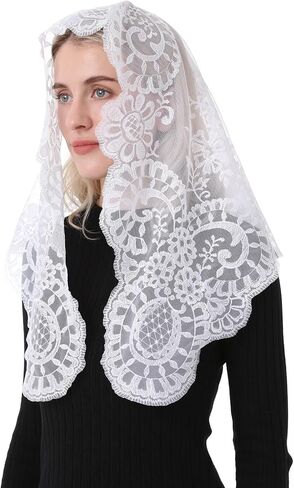 Church Mantilla Veils, Religious Embroidery Lace Head Scarf Triangle Catholic Latin Mass Chapel Prayer Veil in Saudi Arabia