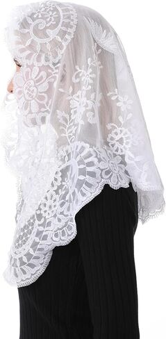 Church Mantilla Veils, Religious Embroidery Lace Head Scarf Triangle Catholic Latin Mass Chapel Prayer Veil in Saudi Arabia