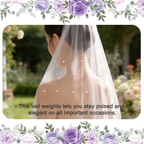 Pearl Veil Weights Double-Sided, 16 Pairs for Long Veils, Non-Damaging Outdoor Wedding Accessories for Brides in Saudi Arabia