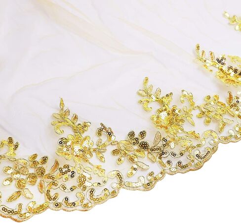 Gold Lace Veil with Comb Sequin Soft Tulle Bridal Veil Hair Accessory for Wedding Bachelorette Party Engagement in Kuwait