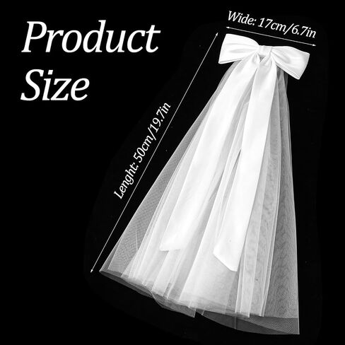 Veil Bridal Bow Bride Veil Short Wedding Hair Bow Veils with Clip Women White Bridal Short Veils Bachelorette Party Decoration for Women in Kuwait