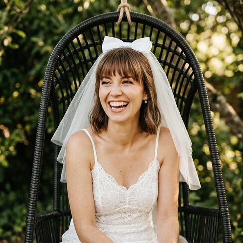 Veil Bridal Bow Bride Veil Short Wedding Hair Bow Veils with Clip Women White Bridal Short Veils Bachelorette Party Decoration for Women in Kuwait