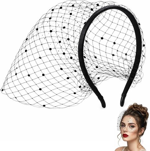 1pc Funeral Veil, Black Veil for Funeral Mesh Birdcage Veils for Women (Black, Mesh) in Kuwait