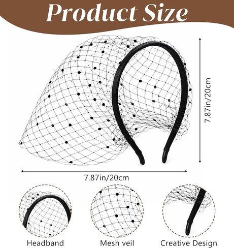 1pc Funeral Veil, Black Veil for Funeral Mesh Birdcage Veils for Women (Black, Mesh) in Kuwait
