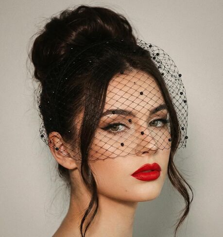 1pc Funeral Veil, Black Veil for Funeral Mesh Birdcage Veils for Women (Black, Mesh) in Kuwait