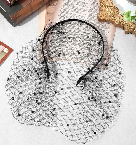 1pc Funeral Veil, Black Veil for Funeral Mesh Birdcage Veils for Women (Black, Mesh) in Kuwait