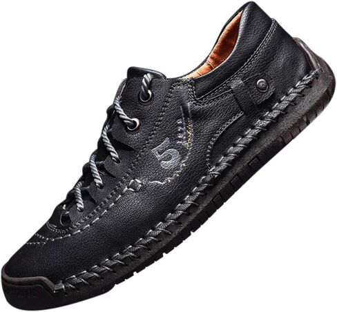 Mens Casual Shoes Breathable Sneakers Walking Shoes Lace-Up Leather Dress Flats Shoes for Driving in Kuwait