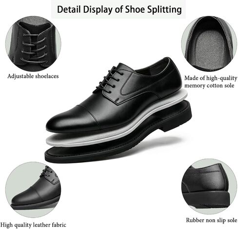 Men's Dress Shoes Business Casual Cap-Toe Oxford Shoes for Men Tuxedo Fashion Derby Comfortable Wedding Mens Office Formal Lightweight Shoes Non-Slip Work Everyday Driving Travel Footwear in Kuwait