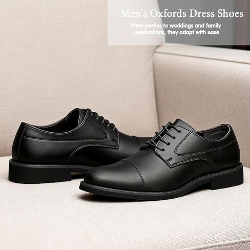 Men's Dress Shoes Business Casual Cap-Toe Oxford Shoes for Men Tuxedo Fashion Derby Comfortable Wedding Mens Office Formal Lightweight Shoes Non-Slip Work Everyday Driving Travel Footwear in Kuwait