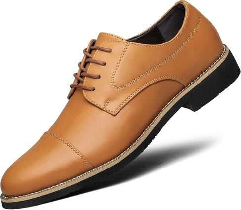 Men's Dress Shoes Business Casual Cap-Toe Oxford Shoes for Men Tuxedo Fashion Derby Comfortable Wedding Mens Office Formal Lightweight Shoes Non-Slip Work Everyday Driving Travel Footwear in Kuwait