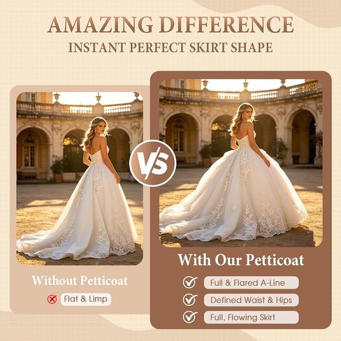 6 Hoop Tulle Crinoline Petticoat Underskirt for Wedding Quinceanera | Adjustable Elastic Waist Lightweight Flexible Hoop Skirt Easy to Fold and Store All-Day Comfortable Wear in Saudi Arabia