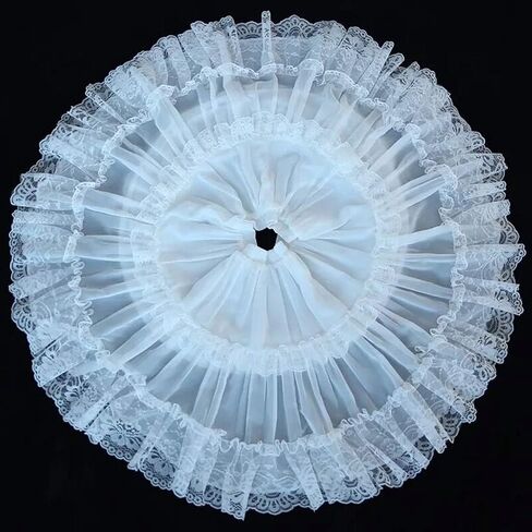 Women Girls Cosplay Short Petticoat Floral Lace 2 Hoop Underskirt White, 47cm in Saudi Arabia