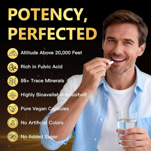 NATURE TARGET Himalayan Shilajit Capsules - 500mg Pure Shilajit with 50% Fulvic Acid & Black Pepper - Energy, Focus & Vitality - 120 Vegan Capsules in Kuwait