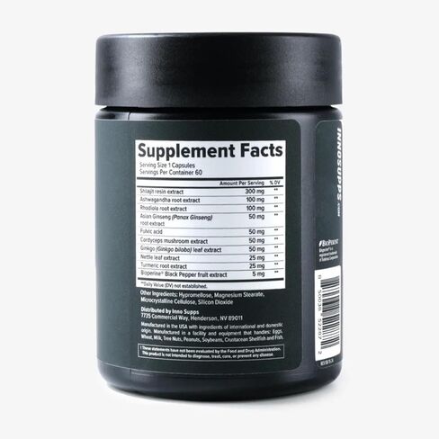 Inno Shilajit Synergy - Shilajit Capsules Supplement For Men with Ashwagandha, Ginseng, Rhodiola, & Fulvic Acid - Supports Energy, Muscle Growth, Performance & Recovery for Men's Health (60 Capsules) in Saudi Arabia