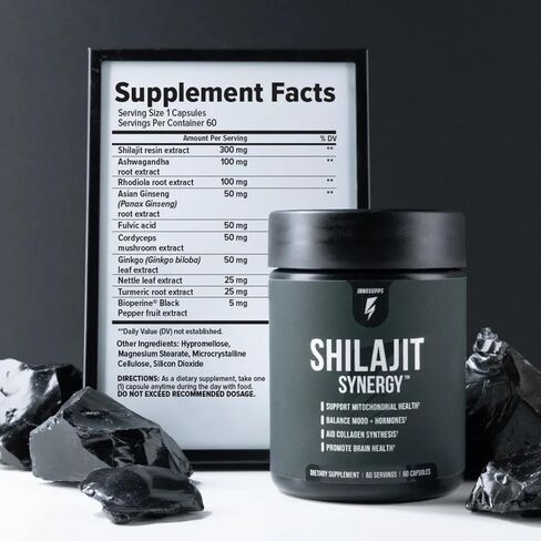 Inno Shilajit Synergy - Shilajit Capsules Supplement For Men with Ashwagandha, Ginseng, Rhodiola, & Fulvic Acid - Supports Energy, Muscle Growth, Performance & Recovery for Men's Health (60 Capsules) in Saudi Arabia