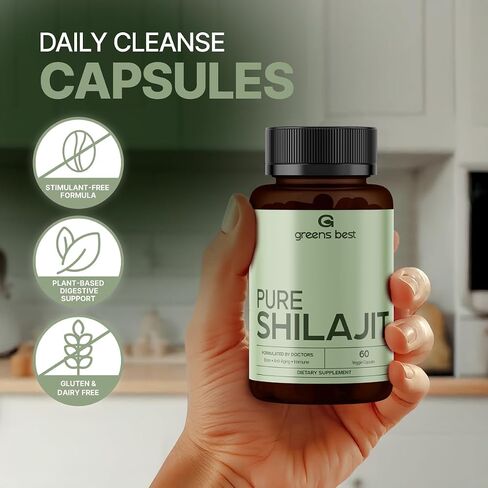 GREEN'S BEST Pure Himalayan Shilajit Capsules – Organic Fulvic Acid Supplement for Energy & Immune Support – Boosts Stamina & Brain Health – Vegan, No Additives in Saudi Arabia