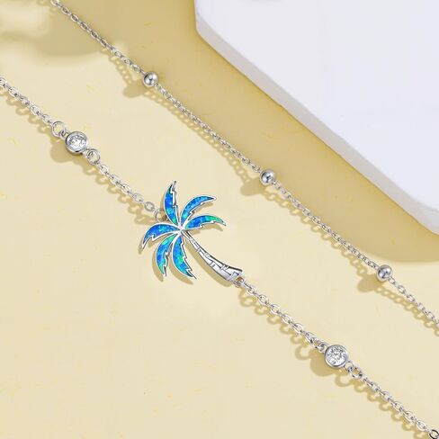 Ocean Sea Animal Bracelets/Anklets for Women 925 Sterling Silver Opal/Turquoise Sea Animal Double Layered Bracelets/Anklets Ocean Beach Themed Jewelry Gifts for Women Her in Saudi Arabia