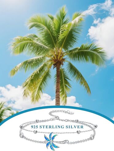 Ocean Sea Animal Bracelets/Anklets for Women 925 Sterling Silver Opal/Turquoise Sea Animal Double Layered Bracelets/Anklets Ocean Beach Themed Jewelry Gifts for Women Her in Saudi Arabia
