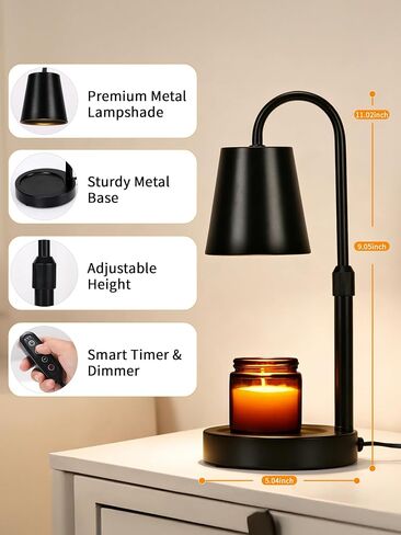 Candle Warmer Lamp with Timer, Adjustable Electric Wax Melter for Scented Jar Candles, Home Decor Gifts, Black in Saudi Arabia