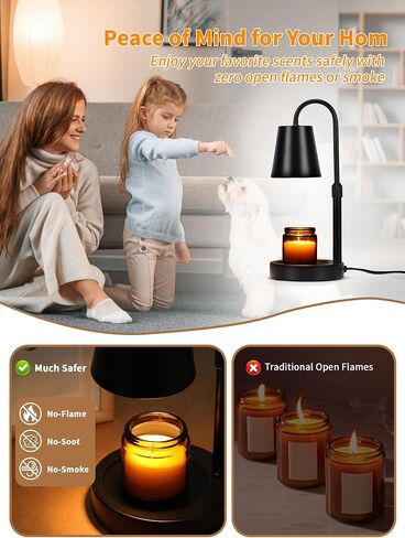 Candle Warmer Lamp with Timer, Adjustable Electric Wax Melter for Scented Jar Candles, Home Decor Gifts, Black in Saudi Arabia