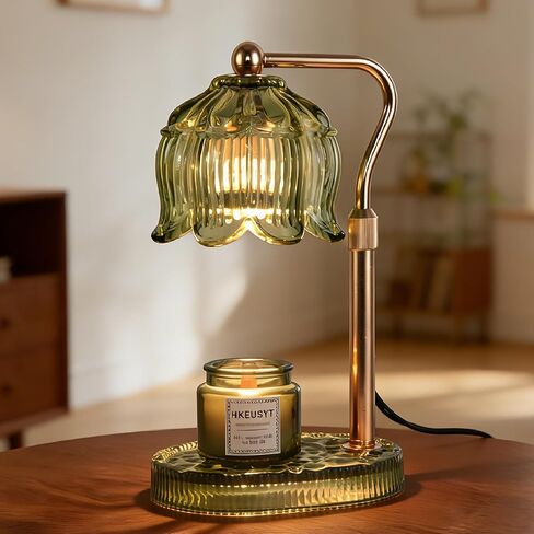 Candle Warmer Lamp with Timer and Dimmable,Adjustable Height Flower Candle Lamp Warmer with 2 Bulbs for Candle Jars, House Warming Gifts New Home Decor(Green) in Saudi Arabia